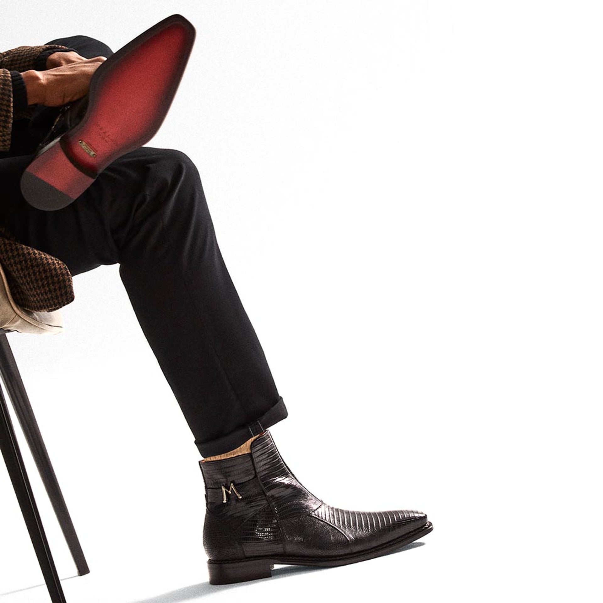 Peninsula Emblem Black Lizard Boots By Mezlan Made In Spain Brand - 8