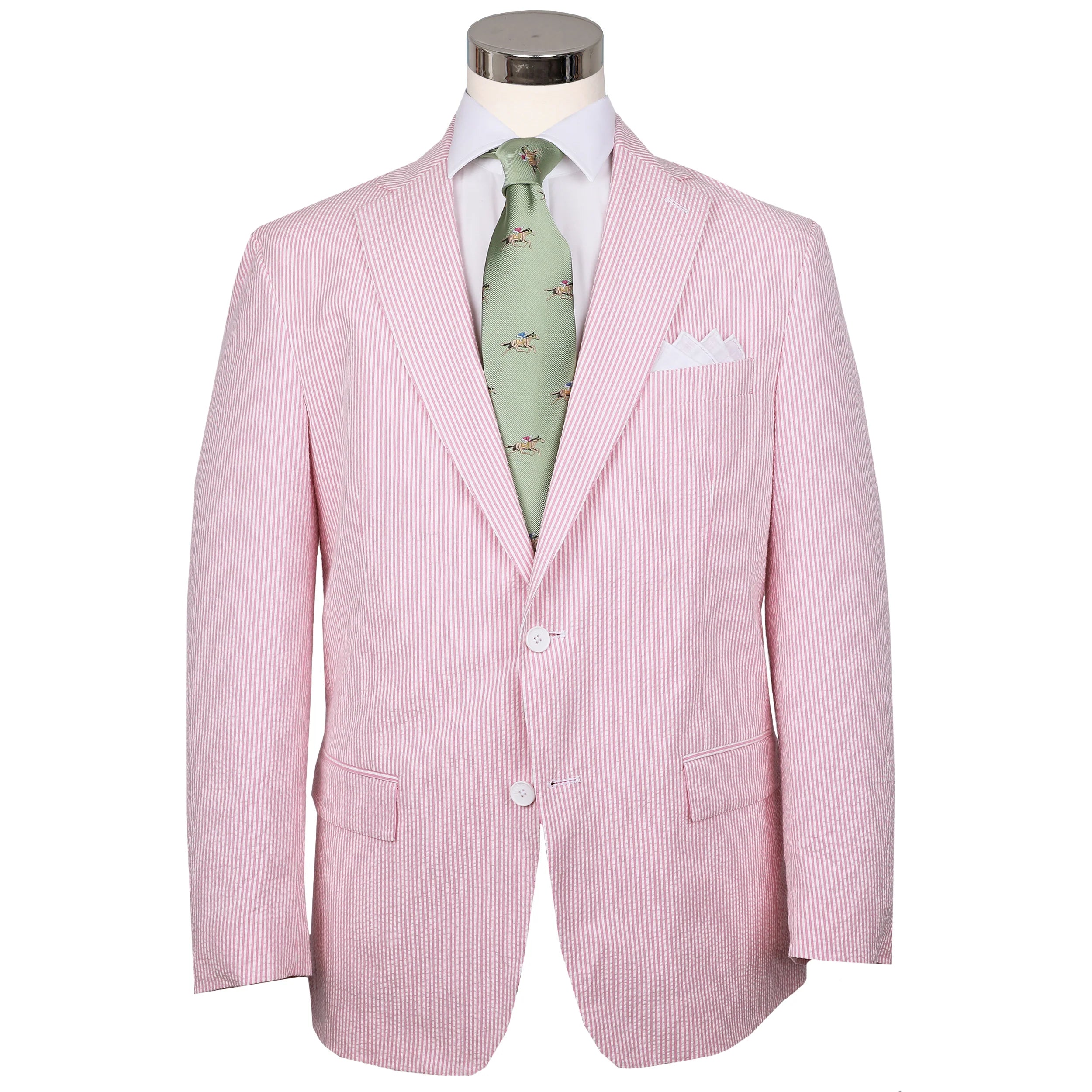 Seersucker Blazer - "Pink Lemonade" Seersucker Sport Coat Pink Lemonade Seersucker Stretch Sport Coat - 38 R