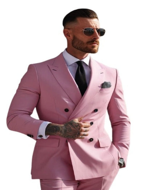 Mens Pink Linen Suit - Peak Lapel Summer Suit