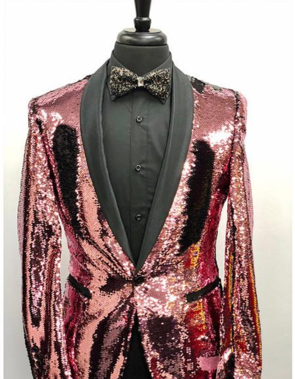 Men's Sequin Tuxedo Blazer Rose Pink Gold Dinner Jacket Shiny S Rose Gold Men's Sequin Tuxedo Blazer Rose Pink Gold Dinner Jacket Shiny S Rose Gold
