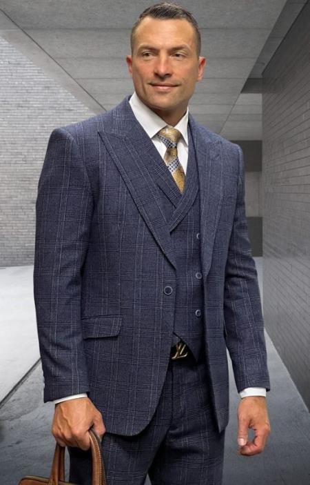 Glen Plaid Suit - Wool Suit - Tweed Suit - Plaid Suit - Vintage Looking Suit In 4 Colors - 38 Short Jacket+32 Waist Adjustable 28to34)(Height: 5 4 to5 7 )(Neck 15-16.5)S-M)