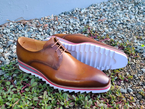 Carrucci Plain Toe Wing-tip Stitching Blucher style Oxford