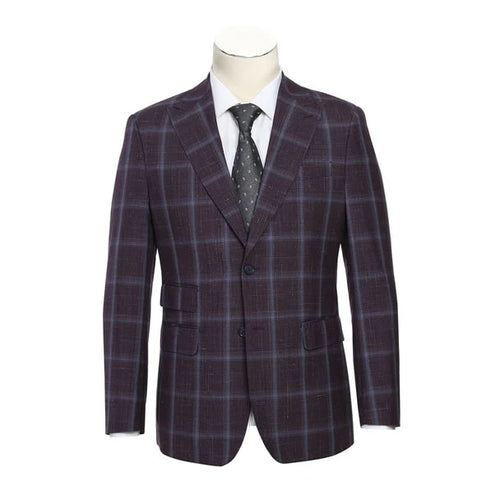 English Laundry Suits Designer Brand - Wool Stretch with Linen Double Breasted Plum Slim Fit Suit By English Laundry