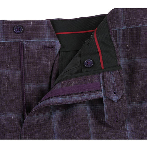 English Laundry Suits Designer Brand - Wool Stretch with Linen Double Breasted Plum Slim Fit Suit By English Laundry