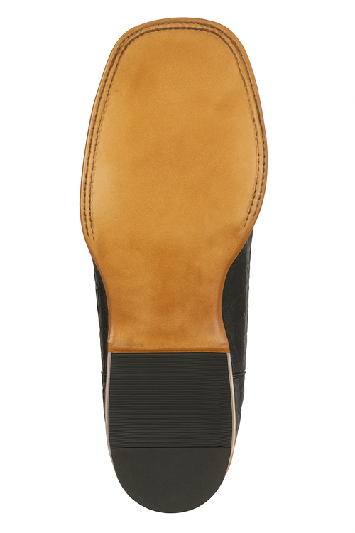Los Altos Boots Men's Black Caiman Belly Wide Square Toe Boots-New Designer Collection