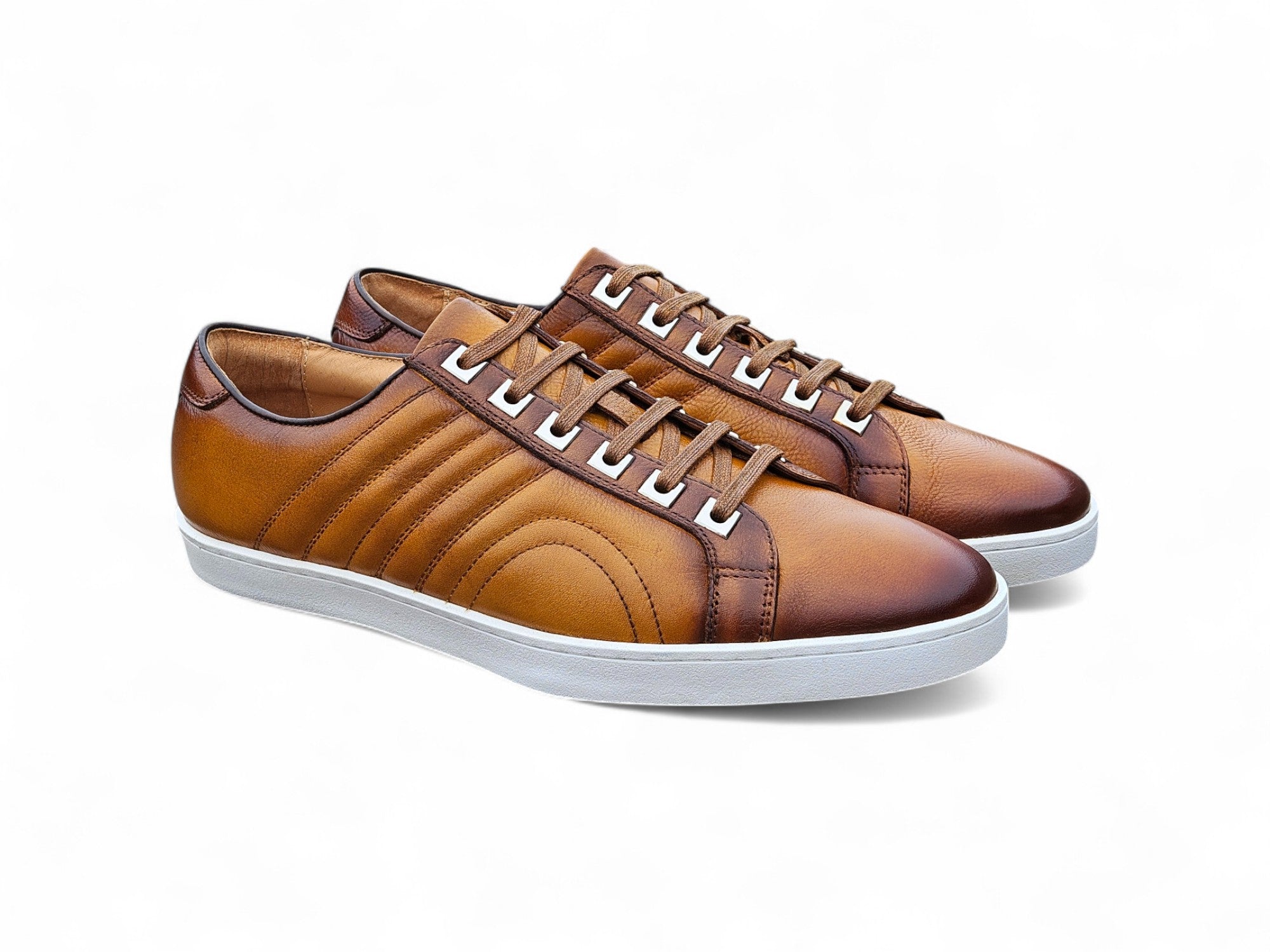 Primo Hand Burnished Leather Sneakers - 8.5