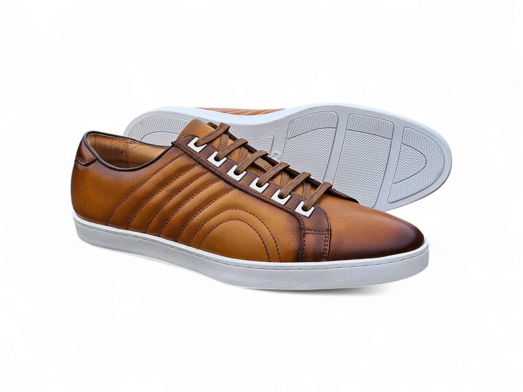 Primo Hand Burnished Leather Sneakers - 8.5
