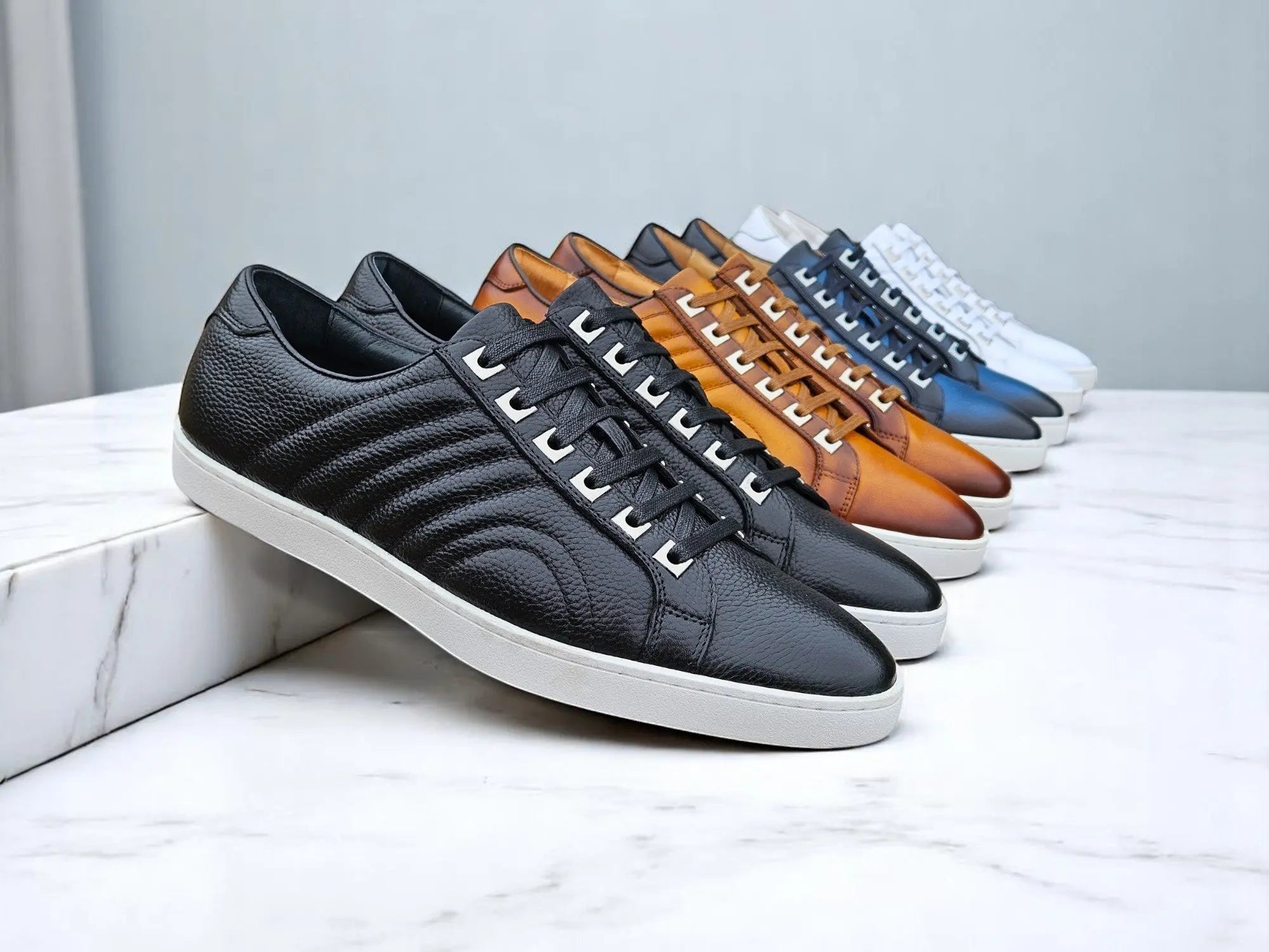 Primo Hand Burnished Leather Sneakers - 8.5