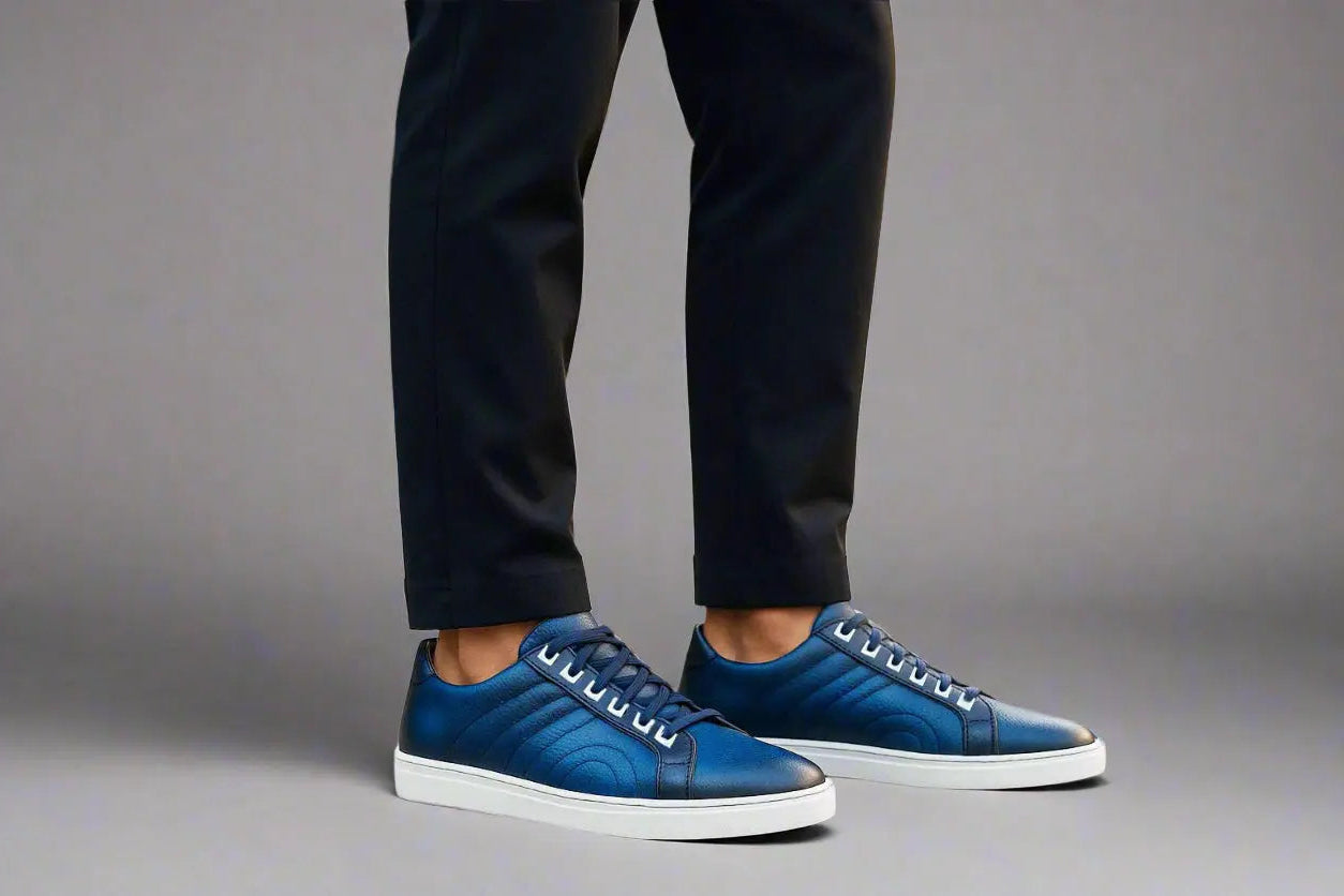 Primo Hand Burnished Leather Sneakers - 8.5
