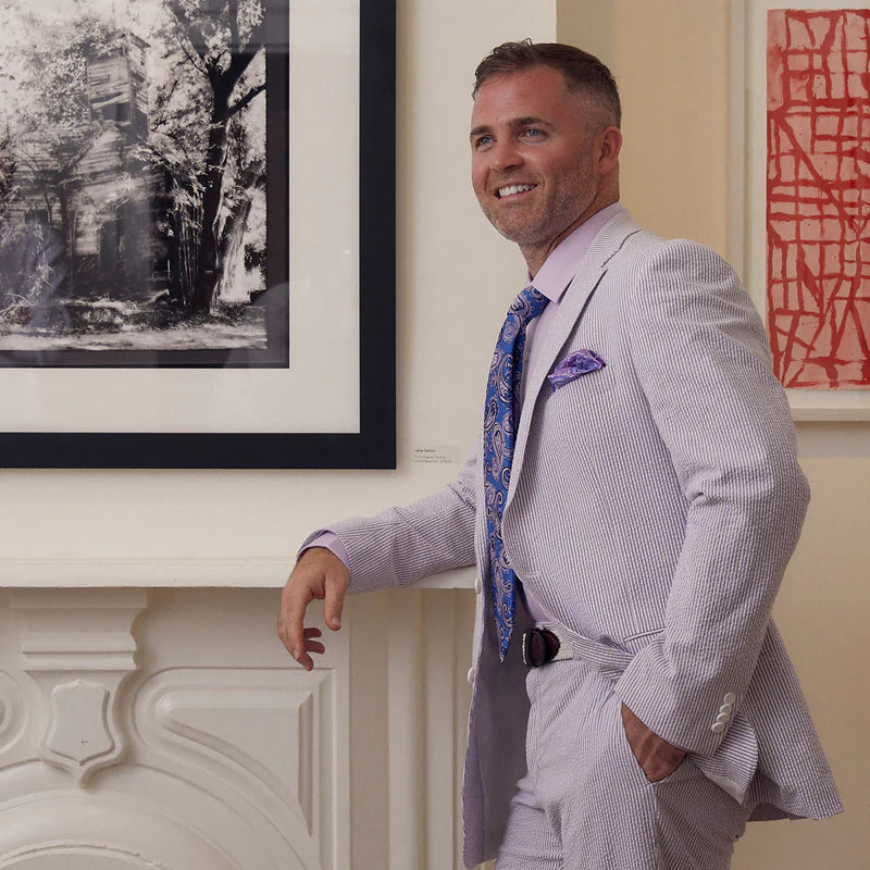 Seersucker Blazer - "Purple Haze" Seersucker Sport Coat Purple Haze Seersucker Stretch Pant - 32 WAIST