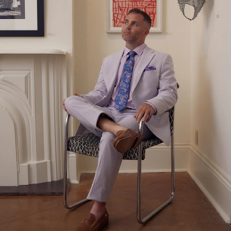 Seersucker Blazer - "Purple Haze" Seersucker Sport Coat Purple Haze Seersucker Stretch Pant - 32 WAIST
