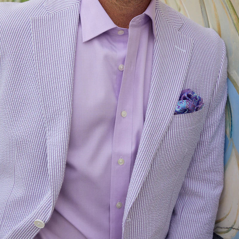 Seersucker Blazer - "Purple Haze" Seersucker Sport Coat Purple Haze Seersucker Stretch Pant - 32 WAIST