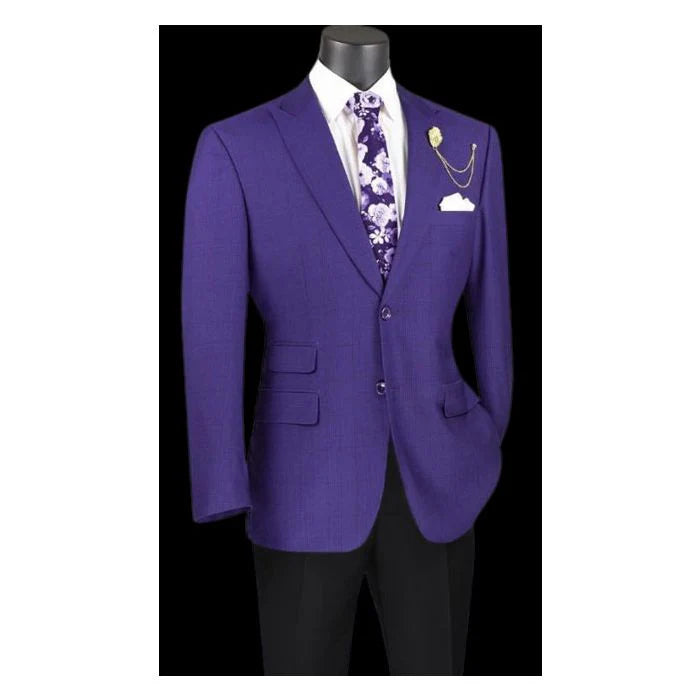 Purple Plaid Blazer - Mens Purple Windowpane Sportcoat - S