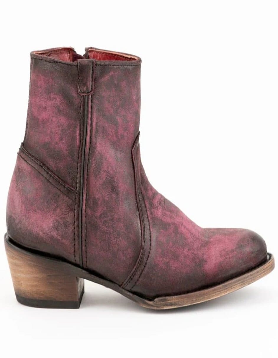 Ferrini Women's Stacey Round Toe Ankle Boots Handcrafted - Purple - 6B