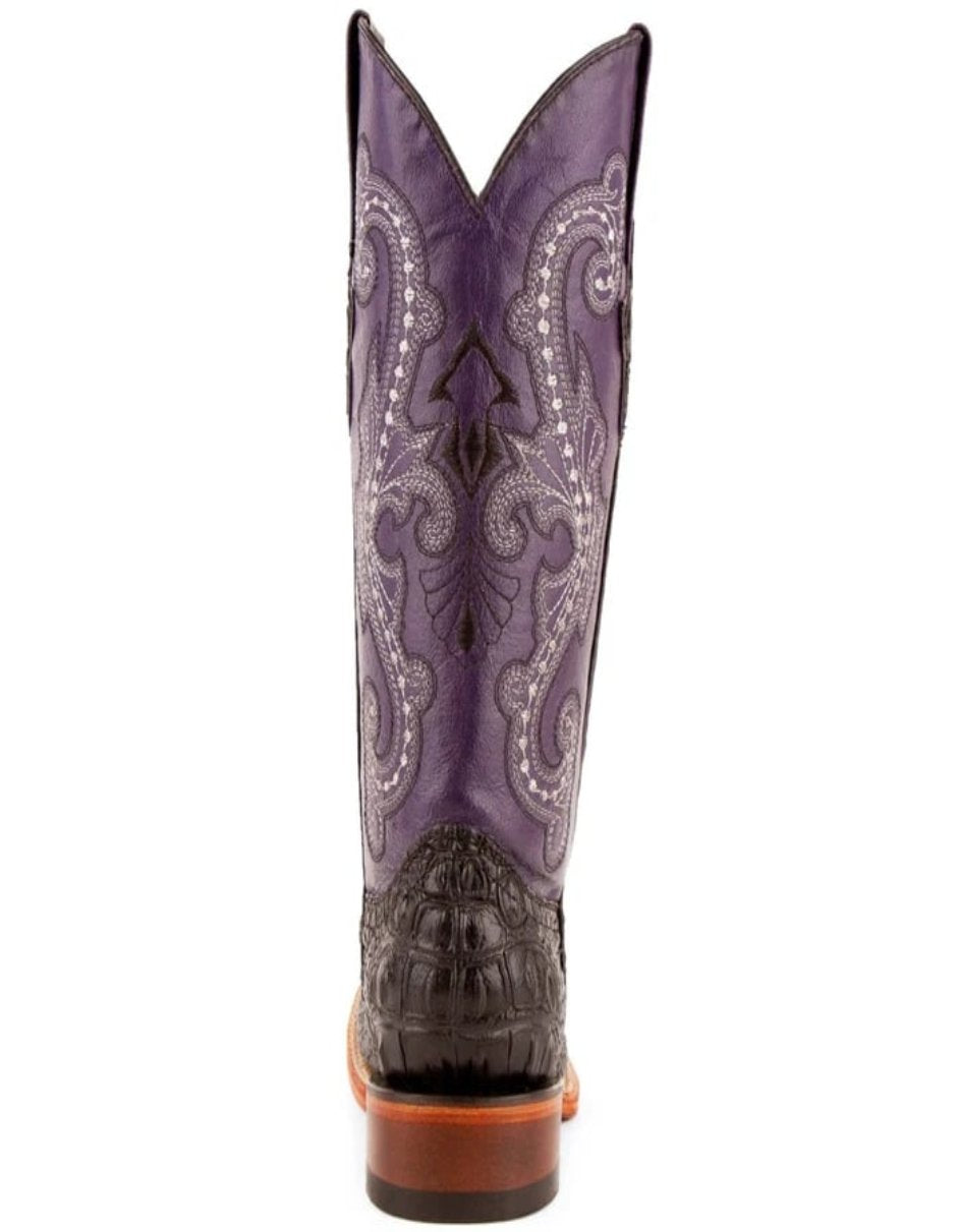 Ferrini Women's Rancher Square Toe Boots Crocodile Print - Black/Purple - 6B