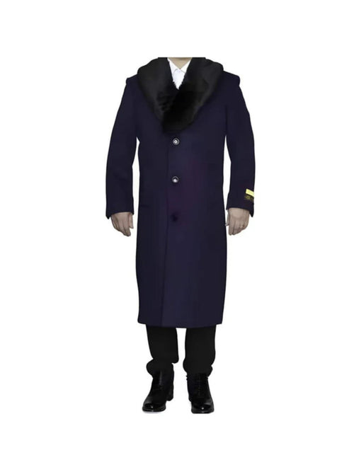 Big And Tall Purple Full Length Long Overcoat / Topcoat