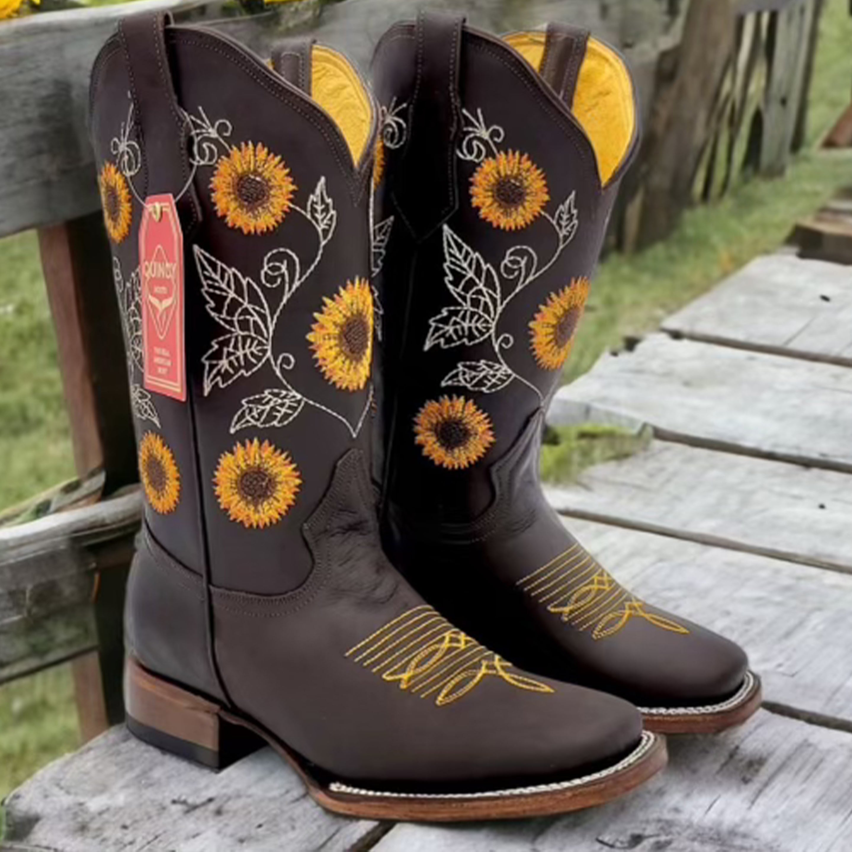 Women's Sunflower Cowboy Boots - Brown