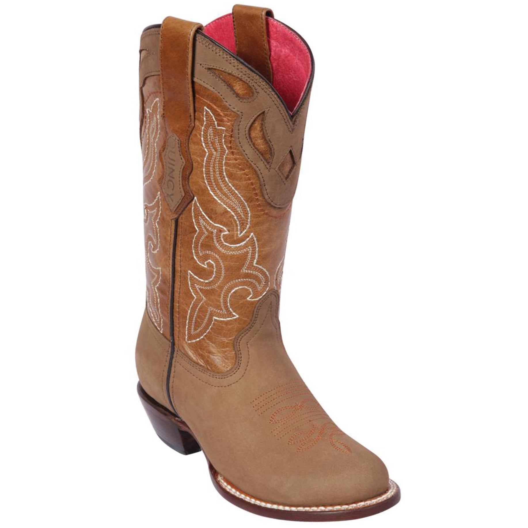 Tan Round Toe Cowgirl Boots - Tan