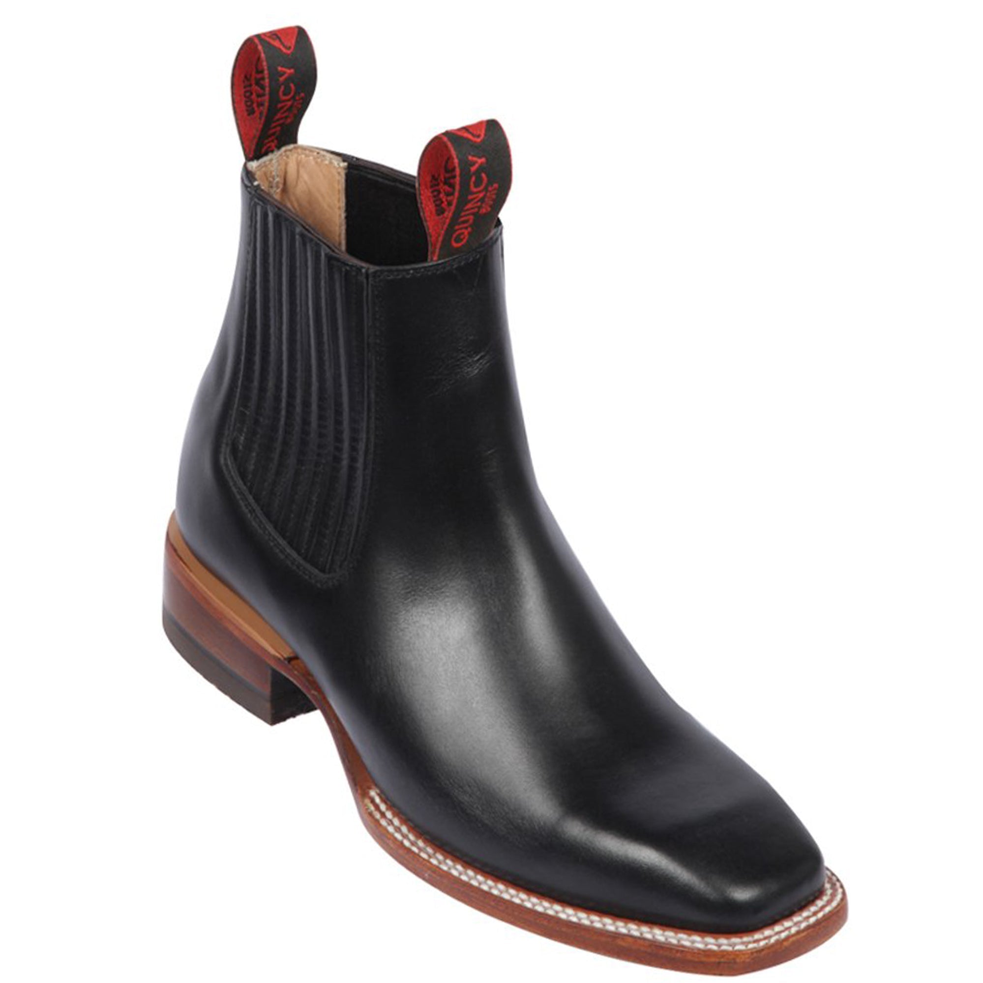 Black Square Toe Ankle Boots - Black