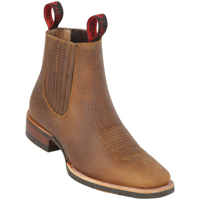 Tan Short Cowboy Boots Square Toe