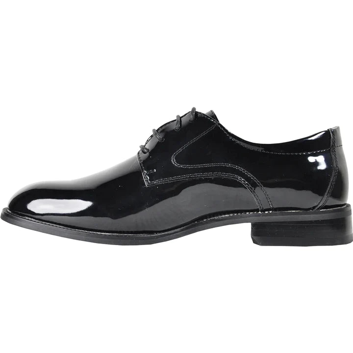 MENS PLAIN ROUND TOE SHINY PATENT SHOE IN BLACK - 6.5M