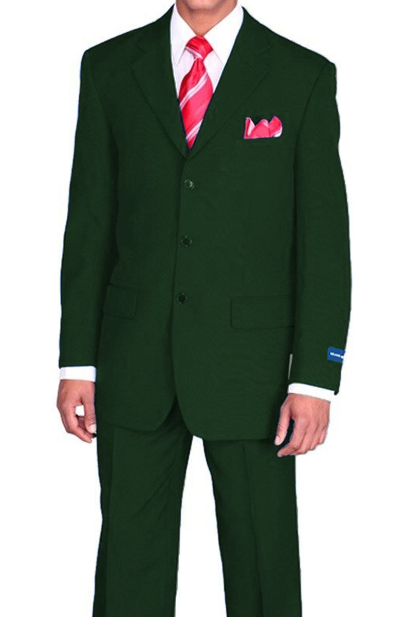 "Classic Fit Men's 3-Button Poplin Suit in Olive - Elegant Menswear"