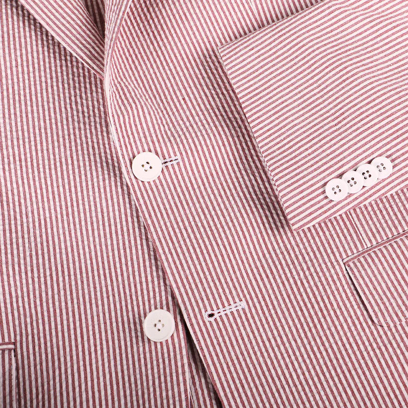 Seersucker Blazer - "Hurricane Red" Seersucker Sport Coat Hurricane Red Seersucker Stretch Sport Coat - 38 R