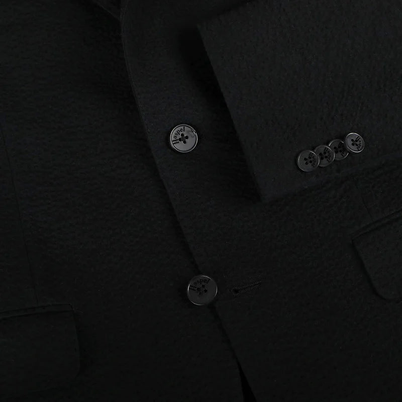Seersucker Blazer - "Black Pepper" Seersucker Sport Coat Black Pepper Seersucker Stretch Sport Coat - 38 R
