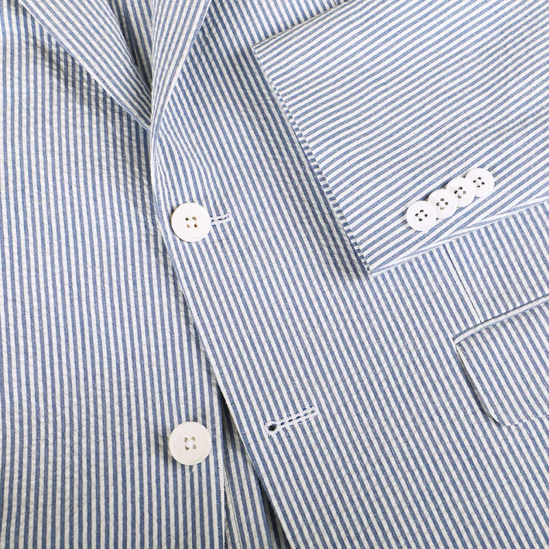 Seersucker Blazer - "Sapphire Blue" Seersucker Sport Coat Sapphire Blue Seersucker Stretch Sport Coat - 38 R