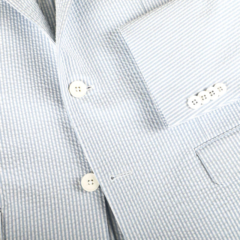 Seersucker Blazer - "Blue Ice" Seersucker Sport Coat Blue Ice Seersucker Stretch Sport Coat - 38 R