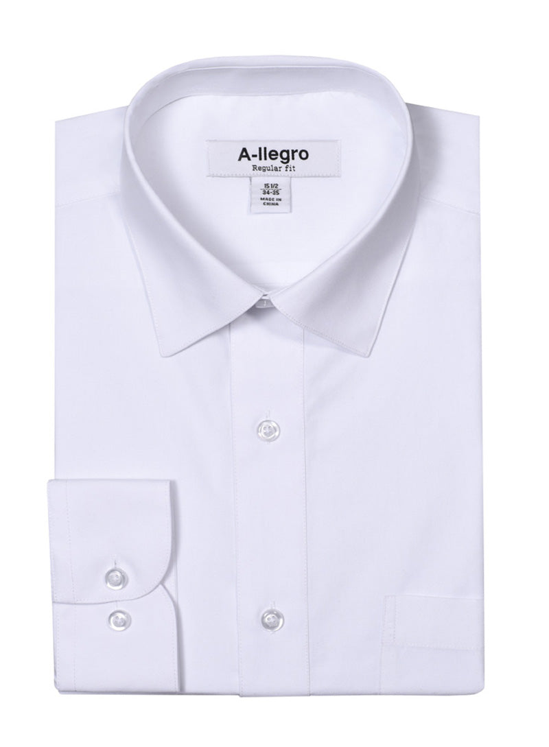 "White Cotton Dress Shirt for Men - Regular Fit Basic Style" - 14½ 32/33