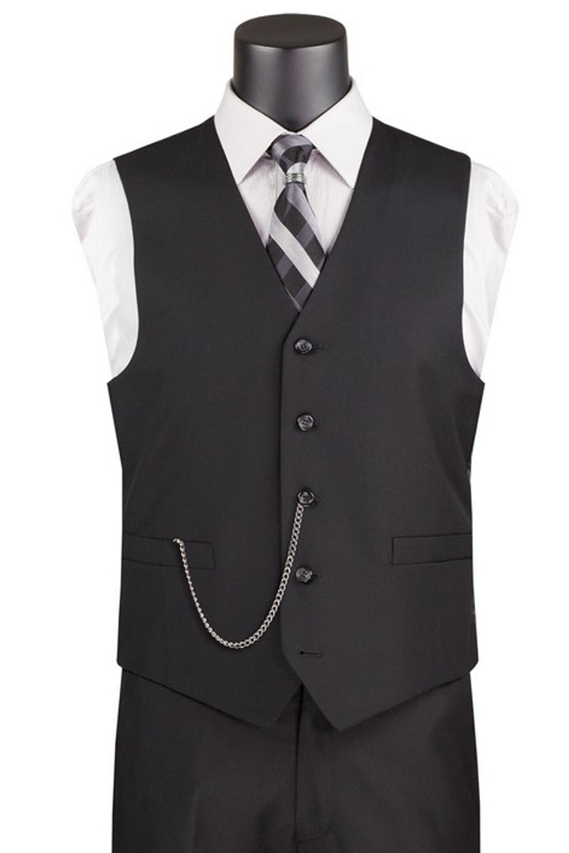 "Black Men's Suit Vest - Basic Style, Classic Fit"