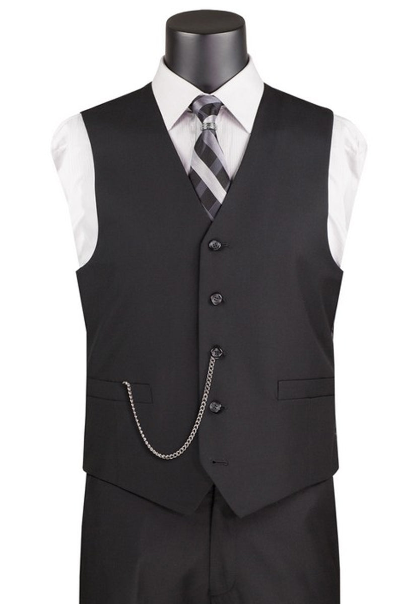 "Black Men's Suit Vest - Basic Style, Classic Fit" - Black