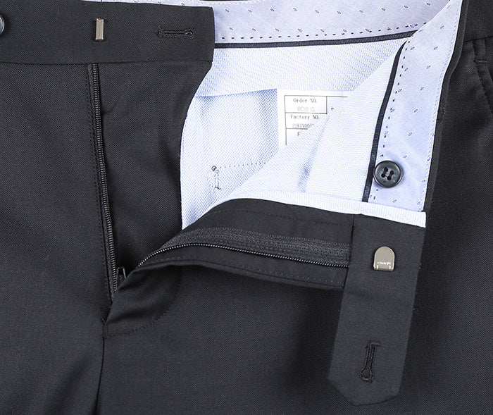 Half Canvas Wool Dress Suit Regular Fit 2 Piece in Black - 38 Regular - 32 Waist