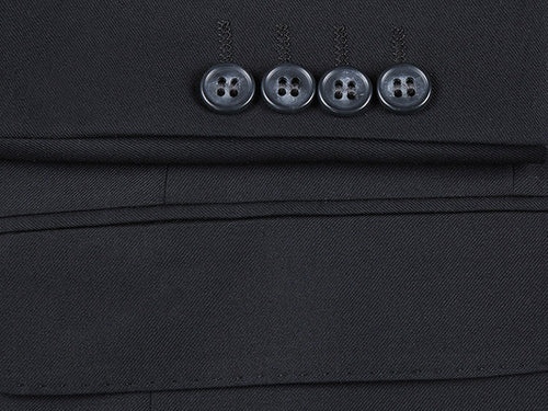 Half Canvas Wool Dress Suit Modern Fit 2 Piece in Black