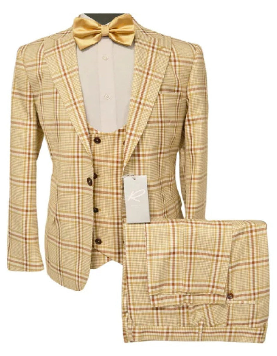 Rossiman Suits For Sale - Mens Designer Suit - Fashion Suits - Fancy Beige Suits Cream and Beige Prom 2025 Suits - 38 Short Jacket+32 Waist Adjustable 28to34)(Height: 5 4 to5 7 )(Neck 15-16.5)S-M)