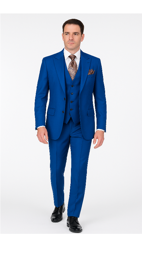 Royal Blue 3-Piece Suit – Rossi Man ELI RM110 Slim Fit Men’s Formalwear - 38R
