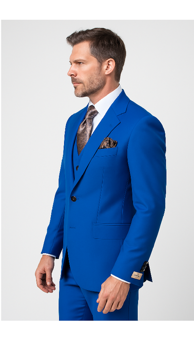 Royal Blue 3-Piece Suit Rossi Man ELI RM110 Slim Fit Mens Formalwear