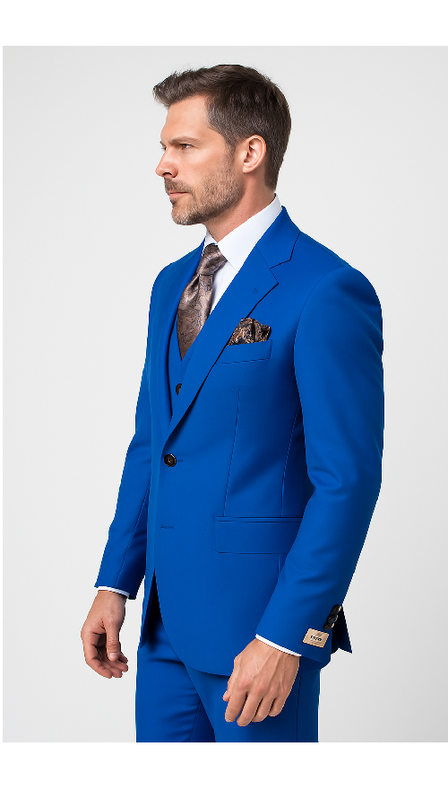 Royal Blue 3-Piece Suit – Rossi Man ELI RM110 Slim Fit Men’s Formalwear - 38R