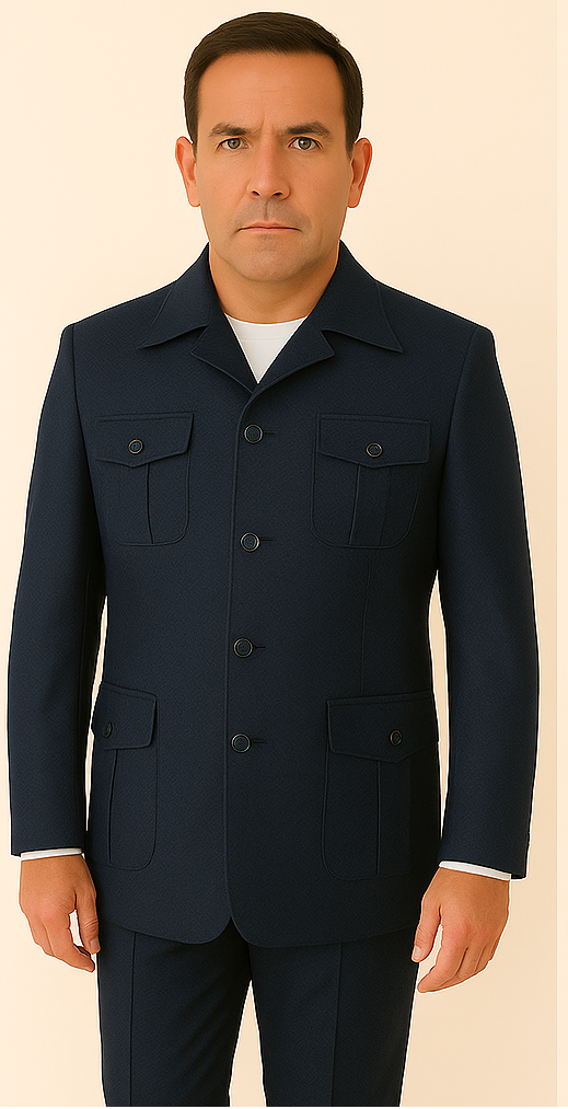Rossi Man DUKE RM1768 – Slim Fit Navy 3-Piece Suit for Men | Stylish Formalwear - S
