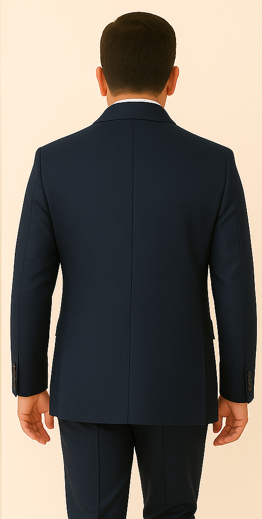 Rossi Man DUKE RM1768 – Slim Fit Navy 3-Piece Suit for Men | Stylish Formalwear - S