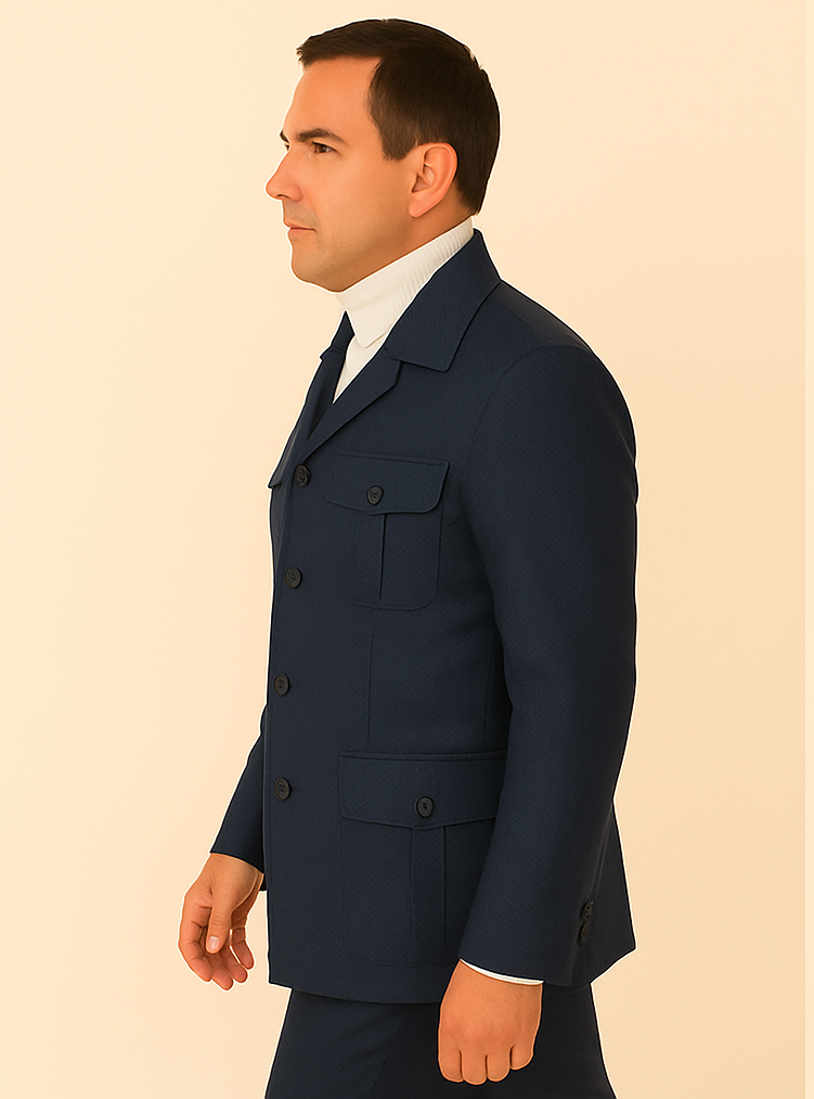 Rossi Man DUKE RM1768 – Slim Fit Navy 3-Piece Suit for Men | Stylish Formalwear - S