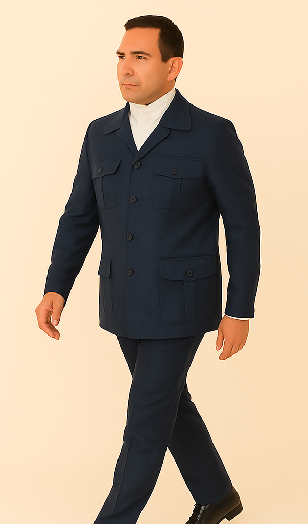Rossi Man DUKE RM1768 – Slim Fit Navy 3-Piece Suit for Men | Stylish Formalwear - S
