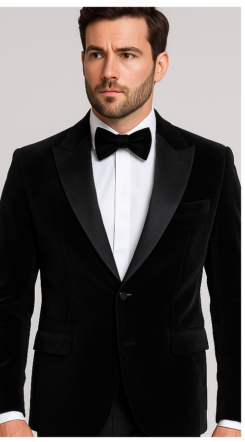 Black Mens Suit - Rossi Man Leo RM1575 with Modern Sleek Fit
