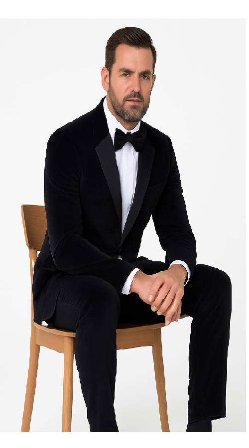 Black Men’s Suit – Rossi Man Leo RM1575 with Modern Sleek Fit - XS
