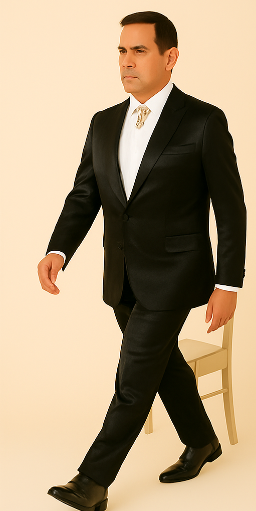 Rossi Man LEO RM1600 – Black Slim Fit 3-Piece Suit for Men | Timeless Classic Formalwear - XS