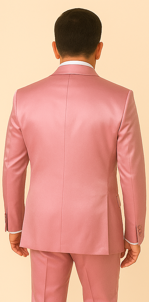 Rossi Man LEO RM1602 – Men's 3-Piece Slim Fit Suit in Pink | Modern Classic Formalwear - XS