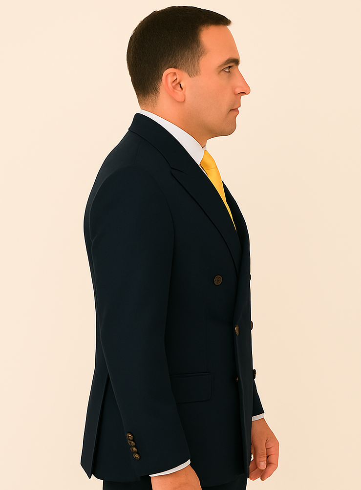 Rossi Man Double-Breasted 2-on-6 Suit – Elegant Men's Formalwear with Flat Front Trousers - 34R