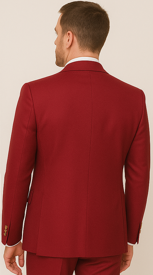 Rossi Man BOND RM1777 Slim Fit 3-Piece Red Suit – Modern Tailored Suit for Men - 34R