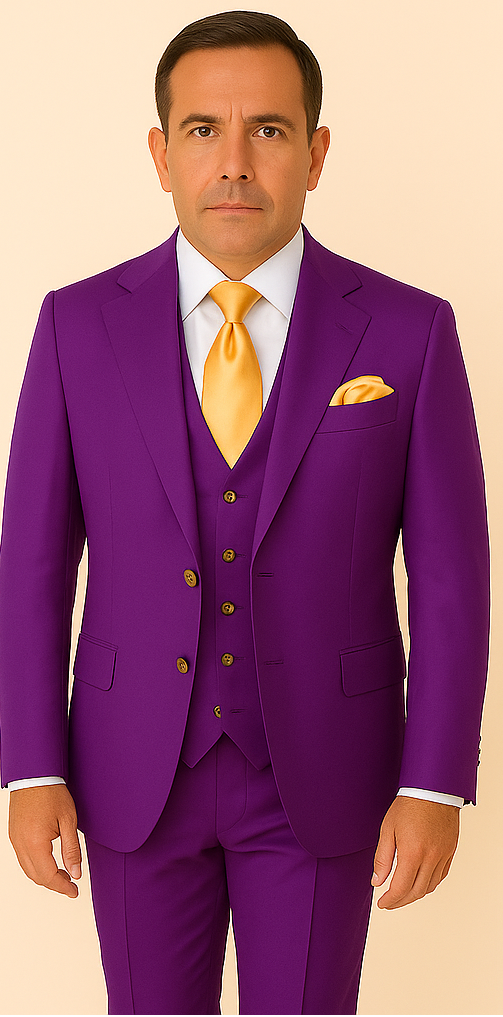 Rossi Man BOND RM1778 Slim Fit 3-Piece Purple Suit – Elegant Tailored Suit for Men - 34R